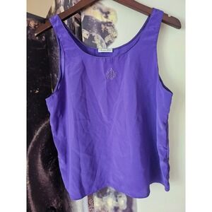 Christian Dior Purple Tank Top Embroidered Logo Vintage Sleeveless Scoop Neck M